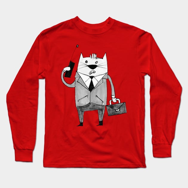 Executive cat Long Sleeve T-Shirt by pencildog